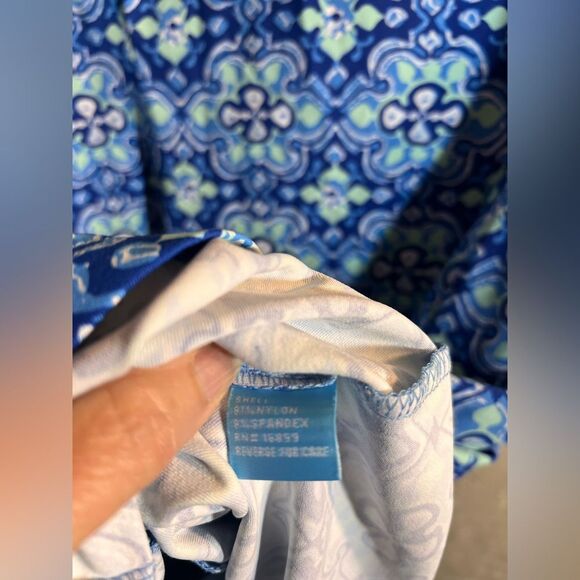 J. McLaughlin Blue and White A-line Midi Dress medium resortwear casual - Picture 3 of 4